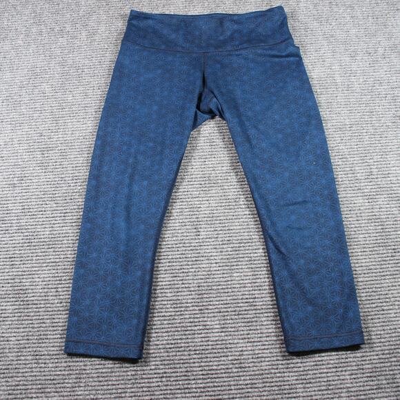 Lululemon Wunder Under Crop Women 6 Blue Geo Star Print 22” High Rise - Picture 2 of 9
